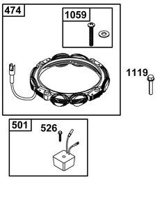 Alternator Group Diagram and Parts List for 295777-0116-01  Briggs and Stratton Engine